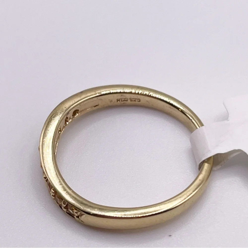 JTV Cubic Zirconia Gold Band Ring over Sterling Silver